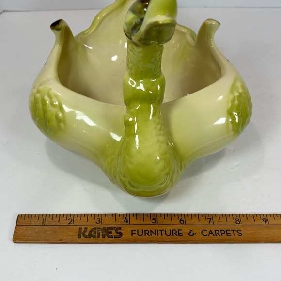 MCM 1950s Hull Pottery 69 Goose Swan Duck Planter Candy Bowl USA Chartreuse 12” - Picture 8 of 9